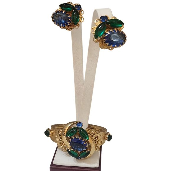 Vintage Verified Selro Hinged Bangle & Earrings Set (A4074)